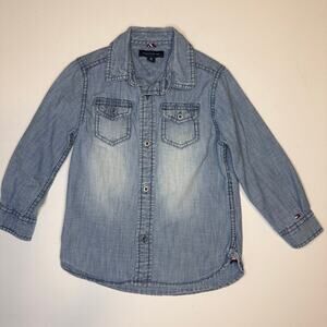 Tommy Hilfiger Denim Long Sleeve Button Down Shirt Kids XS 4-5